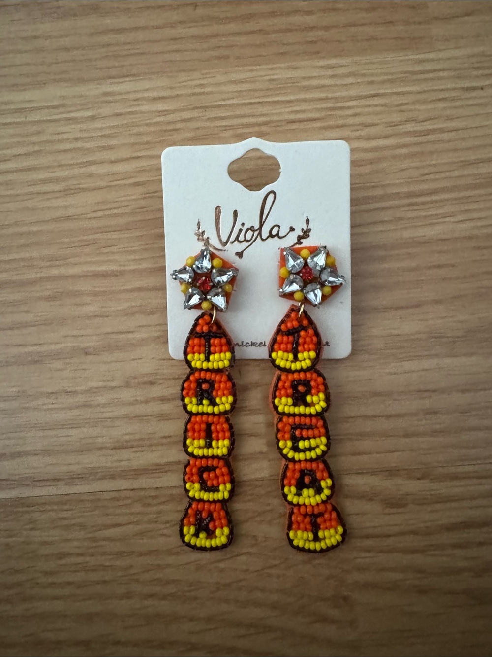 Orange & Yellow Beaded Drop Earrings